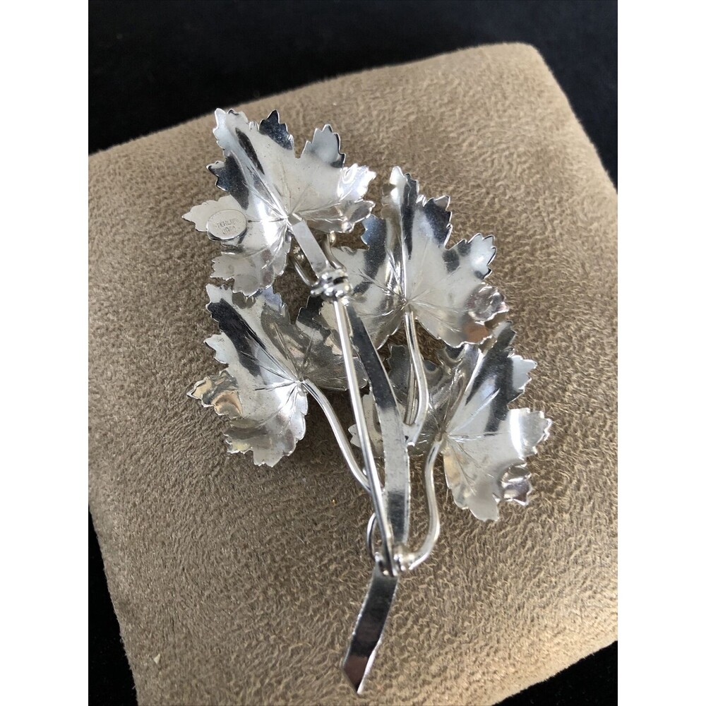 Vintage Sterling Silver Leaf Brooch Signed BB - Picture 3 of 7